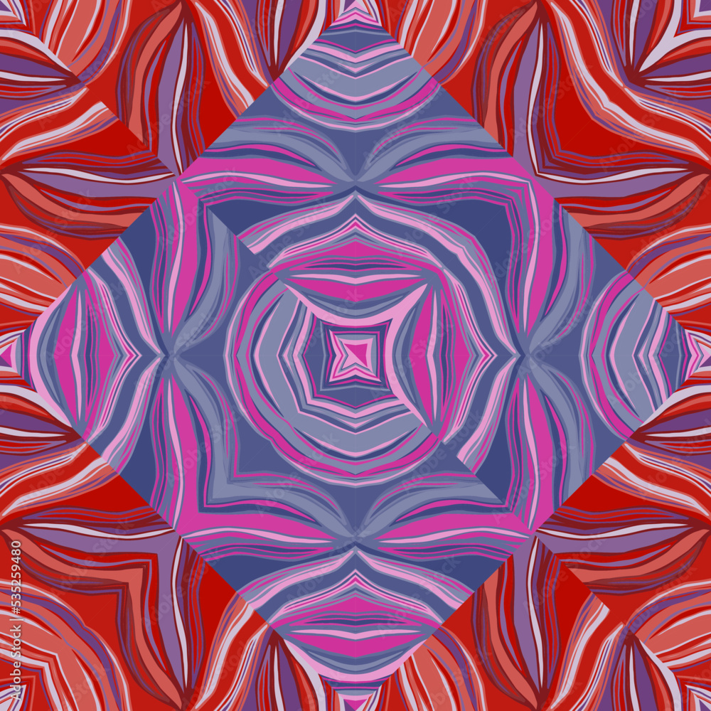 Psychedelic kaleidoscope seamless pattern. Geometric abstract mosaic ornament Psychedelic kaleidoscope seamless pattern. Geometric abstract mosaic ornament