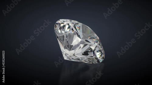 Diamond 360 degree animation. Seamless loop rotation on black. 3D rendering