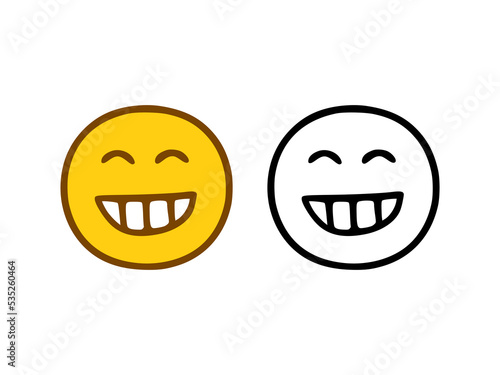 Laughing emoticon in doodle style isolated on white background