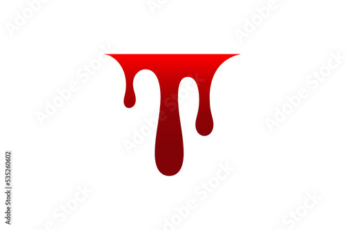 Blood drip cartoon. Halloween bloodstain isolated white background. Splatter stain. Horror drop flow. Red scare ink. Blot texture. Colorful splash. Stream bleeding. Flowing liquid Vector illustration