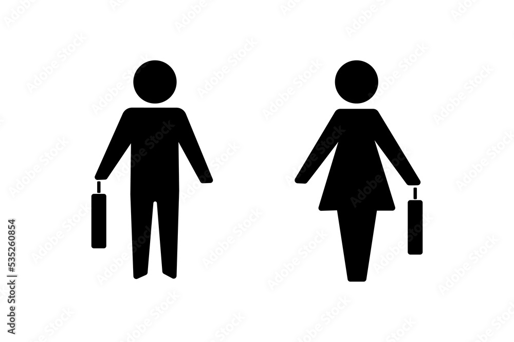 Flat business case icon Woman and man are holding cases Job search, team, collaboration Female men office life Businesswoman, businessman work Success team concept suitcase signs Bag ideas icons Flat business case icon Woman and man are holding cases Job search, team, collaboration Female men office life Businesswoman, businessman work Success team concept suitcase signs Bag ideas icons