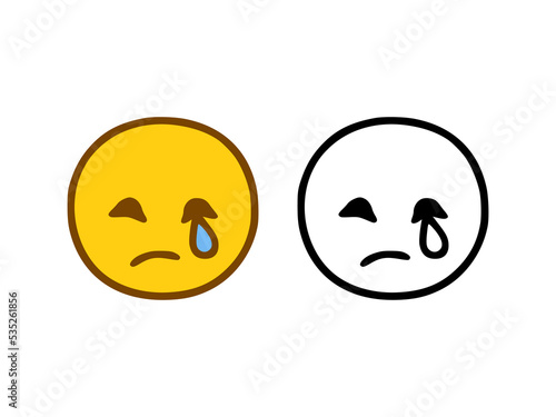 Sad face emoticon in doodle style isolated on white background