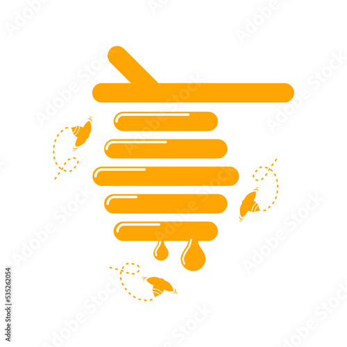 Illustration of beehive and honey. Healthy food for health. Vector format and flat style