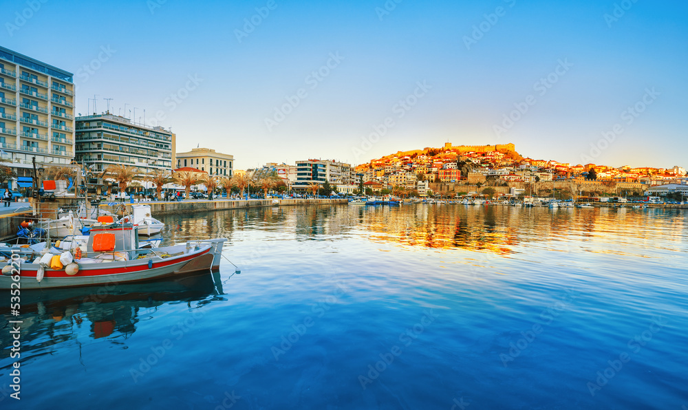 Fototapeta premium Evening in pier of Kavala, Greece