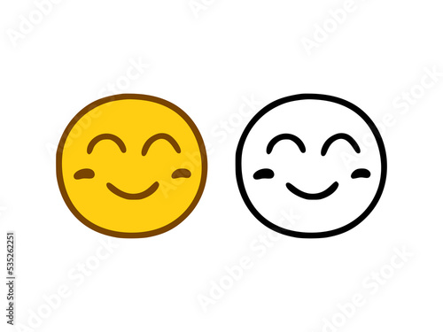 Funny face emoticon in doodle style isolated on white background