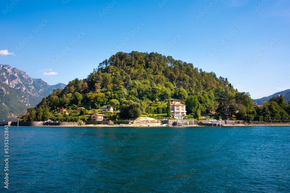 Beautiful nature of lake Como, Italy in summer, famous tourism destination