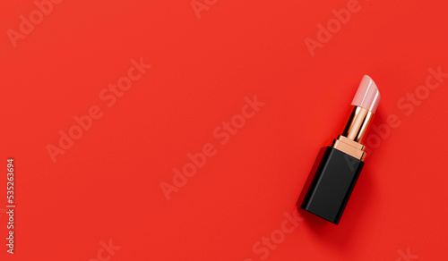 Lip stick female cosmetic product background. 3D Rendering