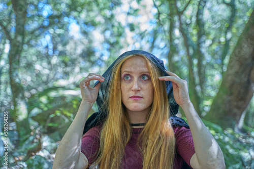 Portrait of a witch with red hair