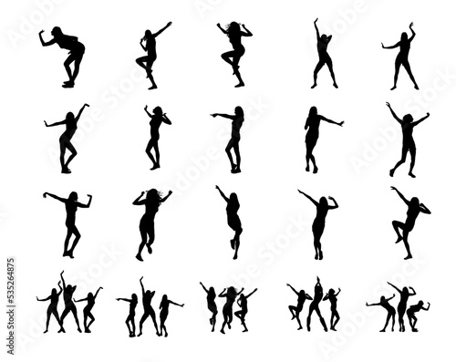 vector isolated silhouette of a dancing girl