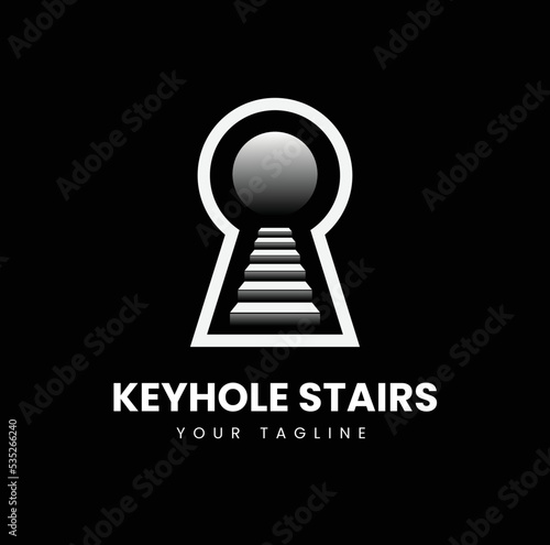 creative template logo keyhole with stairs