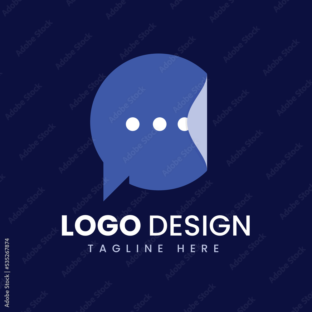 bubble chat with folded paper shape creative template logo bubble chat with folded paper shape creative template logo