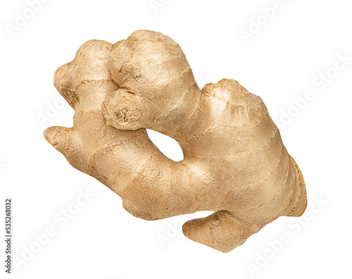 Foto Ginger root isolated. One whole ginger root