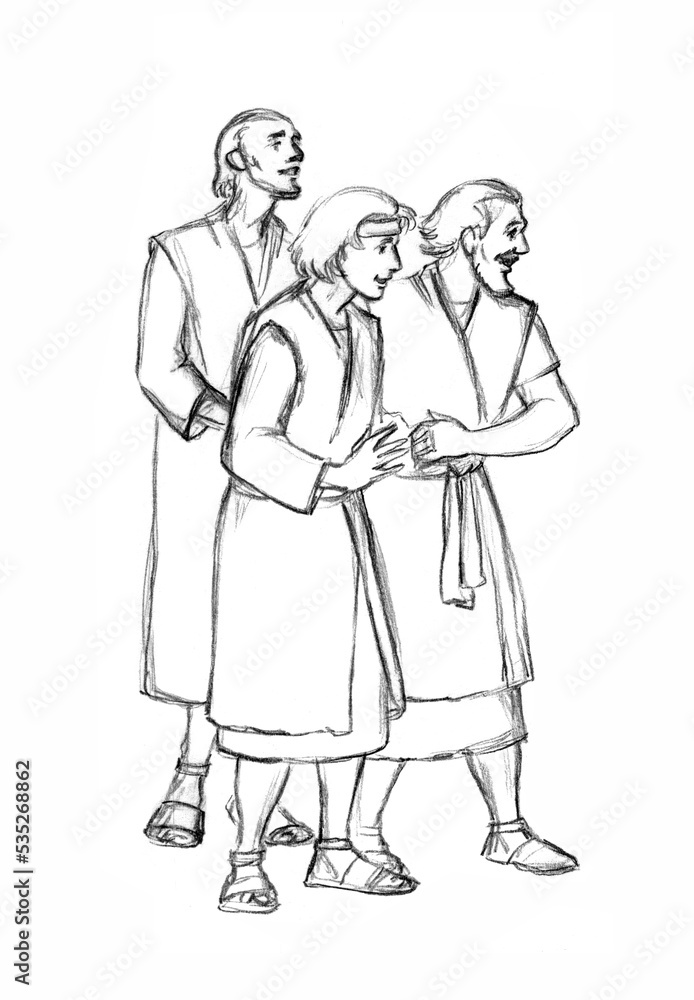 The shepherds came to worship the born Jesus. Pencil drawing The shepherds came to worship the born Jesus. Pencil drawing