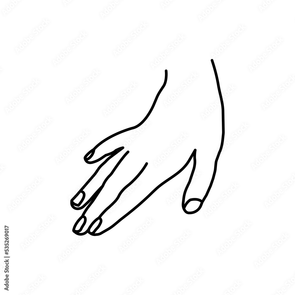 Woman hand line art black vector icon illustration isolated on white background. Elegant female hand. Minimal linear style. Trendy flat, outline picture for: decorate, web design. EPS 10. Woman hand line art black vector icon illustration isolated on white background. Elegant female hand. Minimal linear style. Trendy flat, outline picture for: decorate, web design. EPS 10.