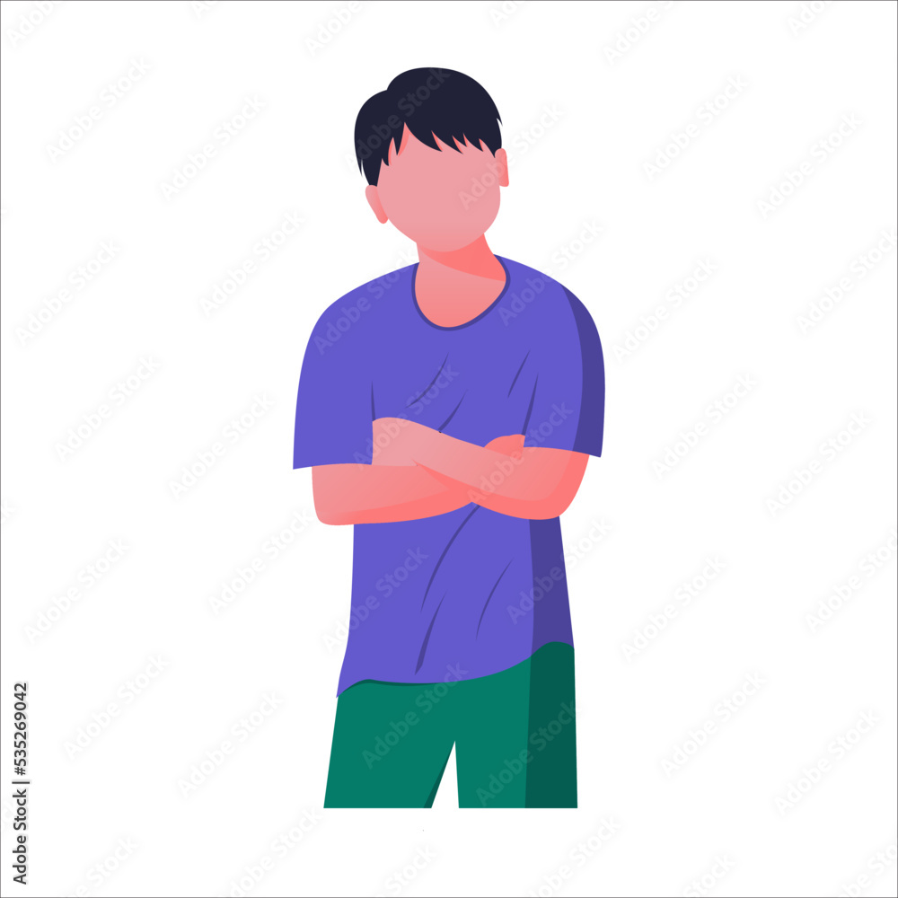 Fototapeta premium standing man wearing jacket putting his hand in cantonese jacket illustration