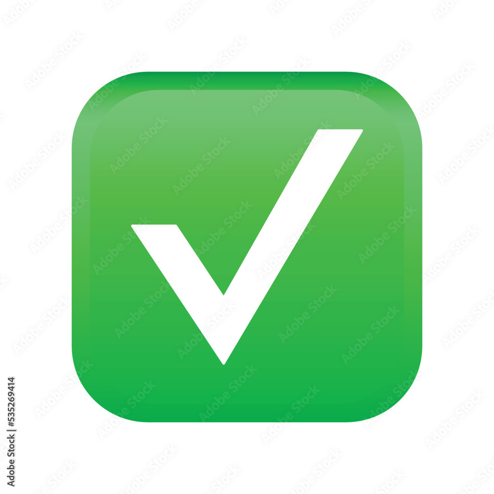 Tick button emoji icon. Check symbol modern, simple, vector, icon for website design, mobile app, ui. Vector Illustration Tick button emoji icon. Check symbol modern, simple, vector, icon for website design, mobile app, ui. Vector Illustration