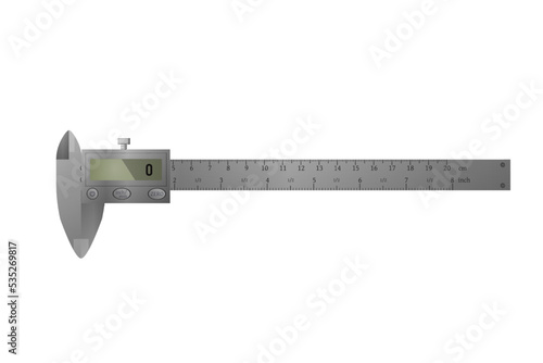 Metal digital vernier caliper with display vector illustration.