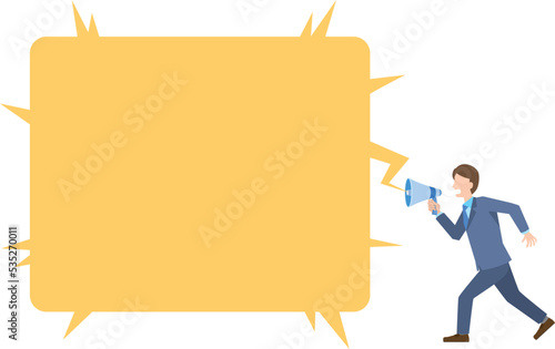 拡声器で訴えるビジネスマン