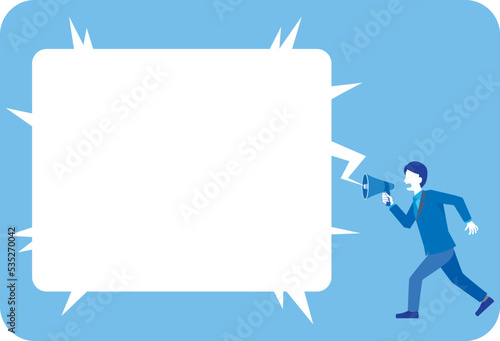 拡声器で訴えるビジネスマン