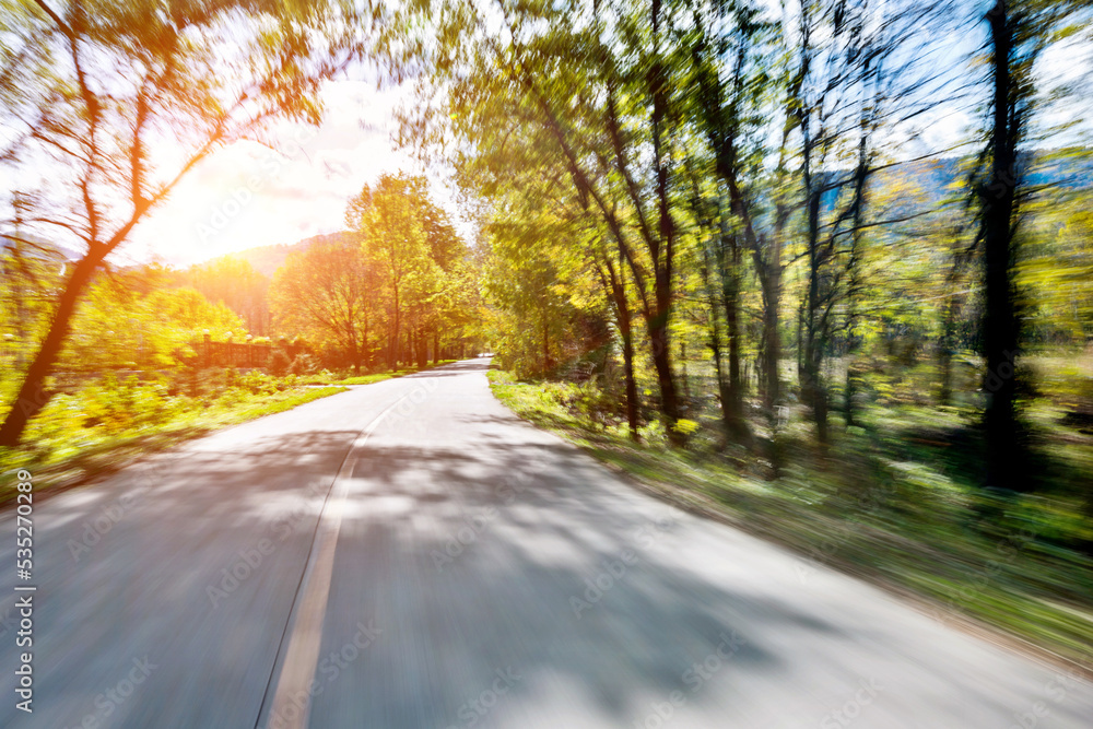 Fototapeta premium Empty road in motion blur