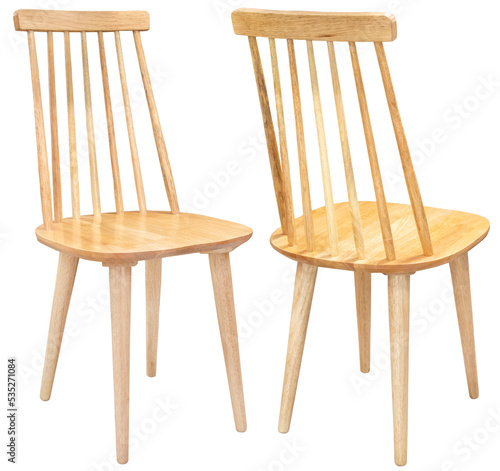 A chair made of natural wood in different angles. Isolated from the background. Interior element