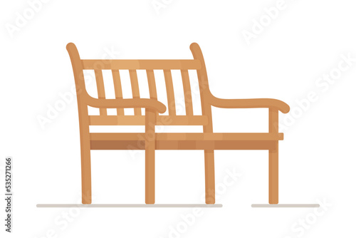 Vector illustration of an isolated park bench. Wooden bench on white background.