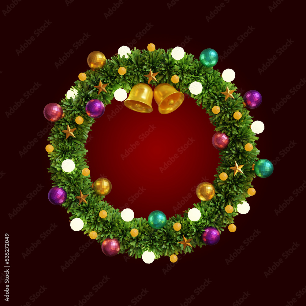 Christmas wreath isolated. 3D rendering Christmas wreath isolated. 3D rendering