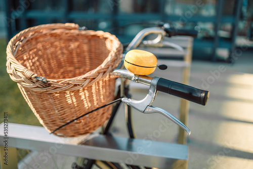 Bicycle basket Vintage background . High quality photo