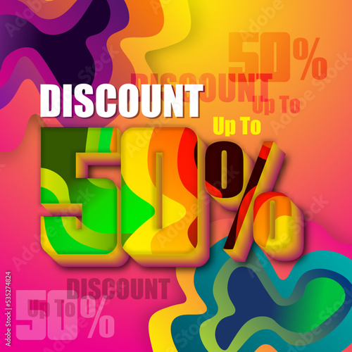 Sale 50  off with abstract color gradient