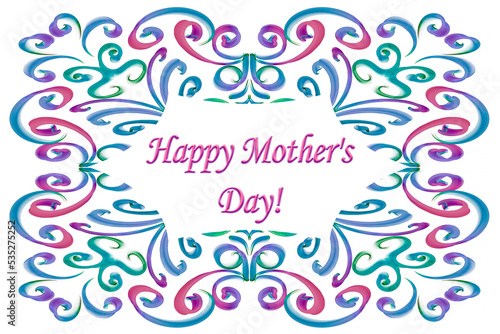 Happy mother s day  Postcard template  colored background beauthiful ornament  space for text