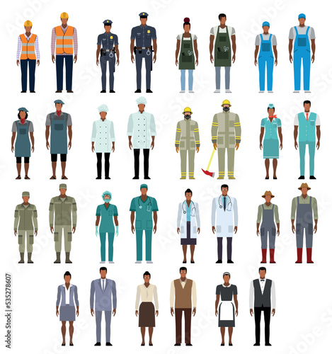 People group different professions. Men and women of different occupation set. Flat vector illustration