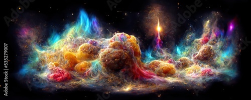 Valokuva Multicolored nebulae in space