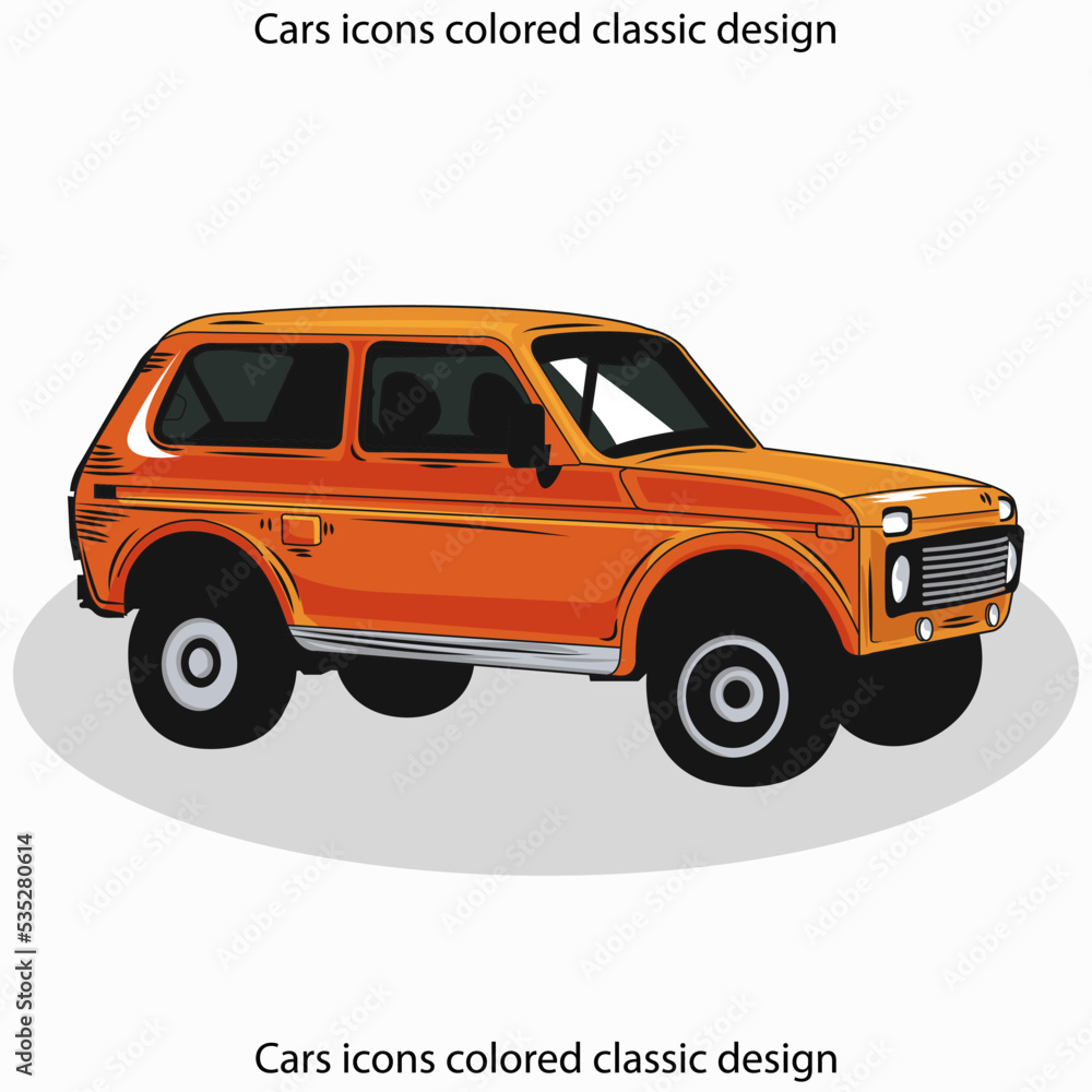 Cars icons colored classic design