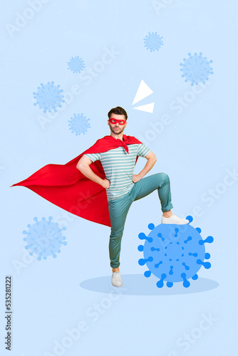 Cuadro en lienzo Collage 3d image of pinup pop retro sketch of funny funky serious superhero man