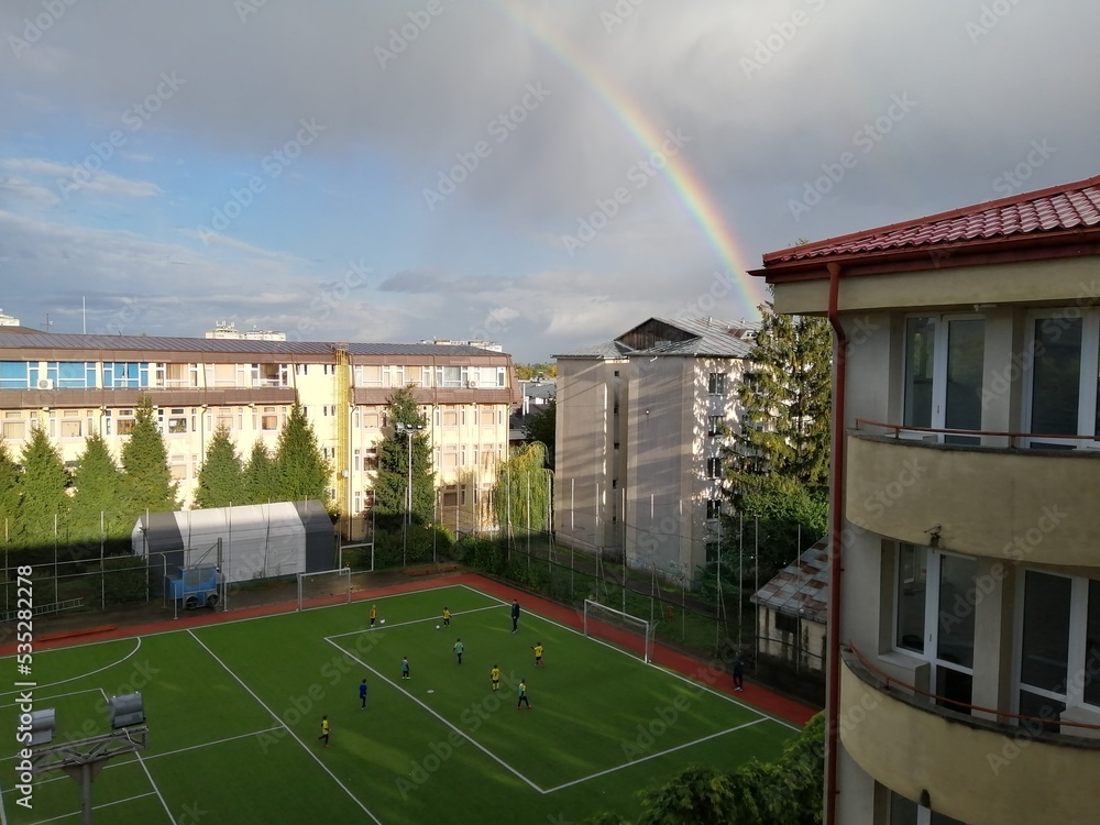 rainbow over the stadium