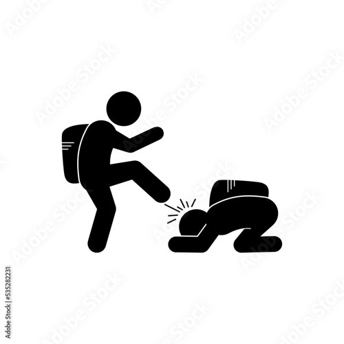 Social bullying icon. Harassment, social abuse and violence. Isolated vector element. Outline pictogram for web page, mobile app, promo