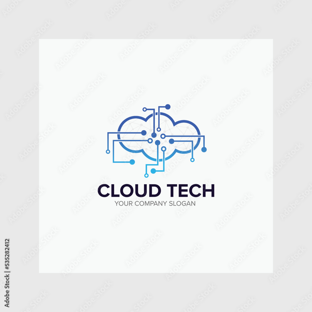 Cloud technology company logo vector icon symbol template design