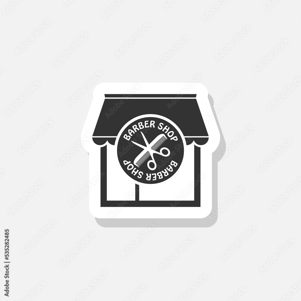 Barber shop sticker icon isolated on white background Barber shop sticker icon isolated on white background