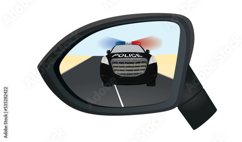 Car rear view mirror. vector illustration