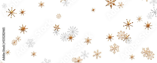Christmas background design of snowflake and snow falling in the winter 3d illustration