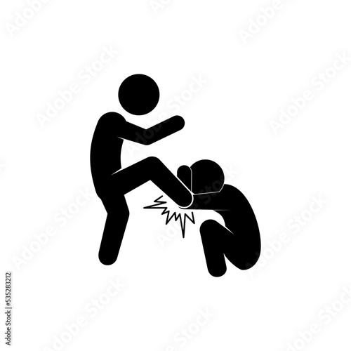 Social bullying icon. Harassment, social abuse and violence. Isolated vector element. Outline pictogram for web page, mobile app, promo