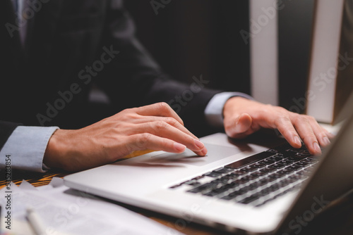 business person hands typing on computer keyboard closeup banner, businessman or student using laptop at home, online learning, internet marketing, working from home, office workplace freelance