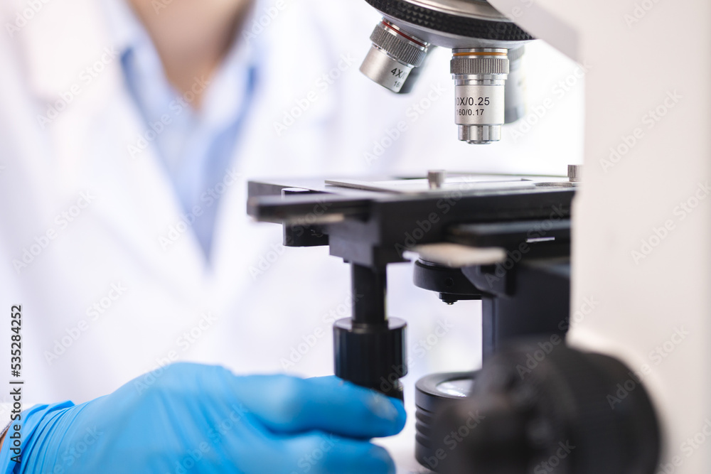 scientific microscope for using in science laboratory, biology research scientist in medicine technology term using equipment for experiment education of chemistry or microbiology and medical scientific microscope for using in science laboratory, biology research scientist in medicine technology term using equipment for experiment education of chemistry or microbiology and medical