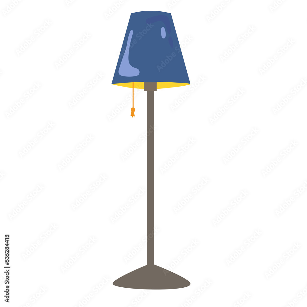 Blue floor lamp. Vector element isolated on white background
