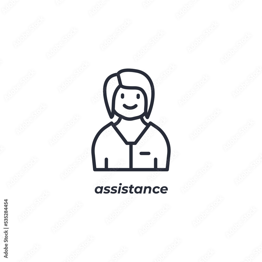 Vector sign assistance symbol is isolated on a white background. icon color editable. Vector sign assistance symbol is isolated on a white background. icon color editable.