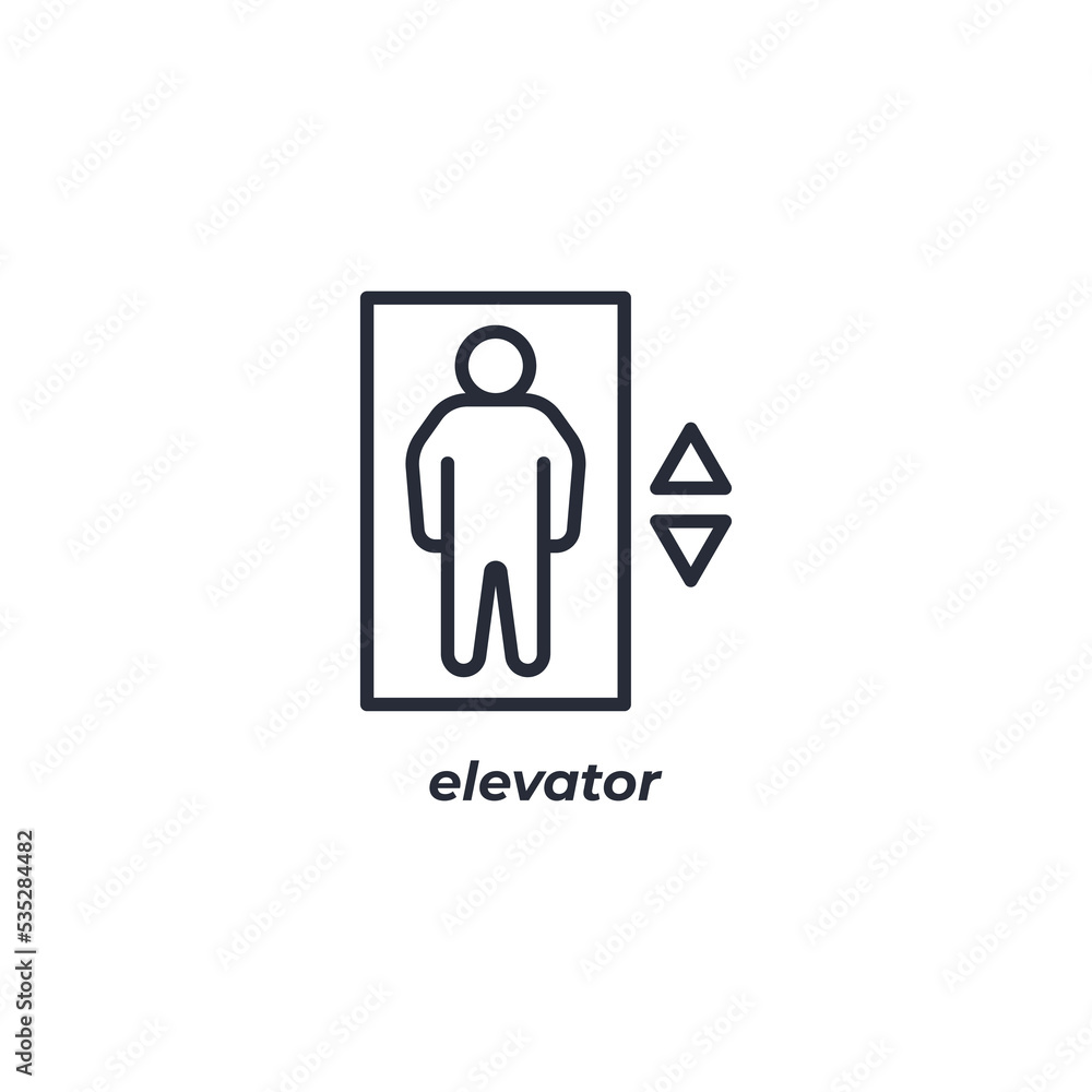 Vector sign elevator symbol is isolated on a white background. icon color editable. Vector sign elevator symbol is isolated on a white background. icon color editable.