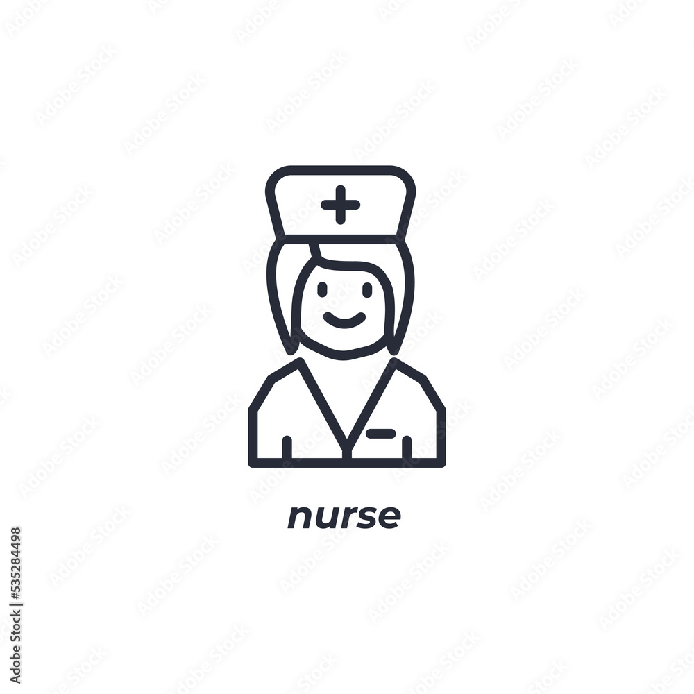 Vector sign nurse symbol is isolated on a white background. icon color editable.