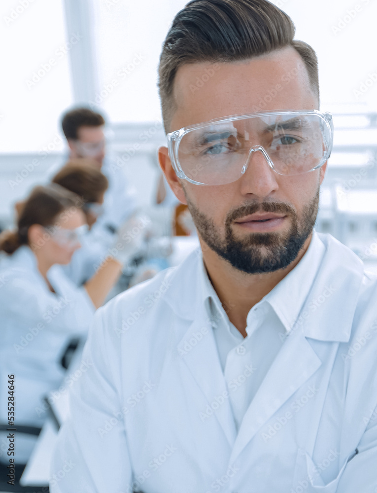 scientist microbiologist in the laboratory background. scientist microbiologist in the laboratory background.