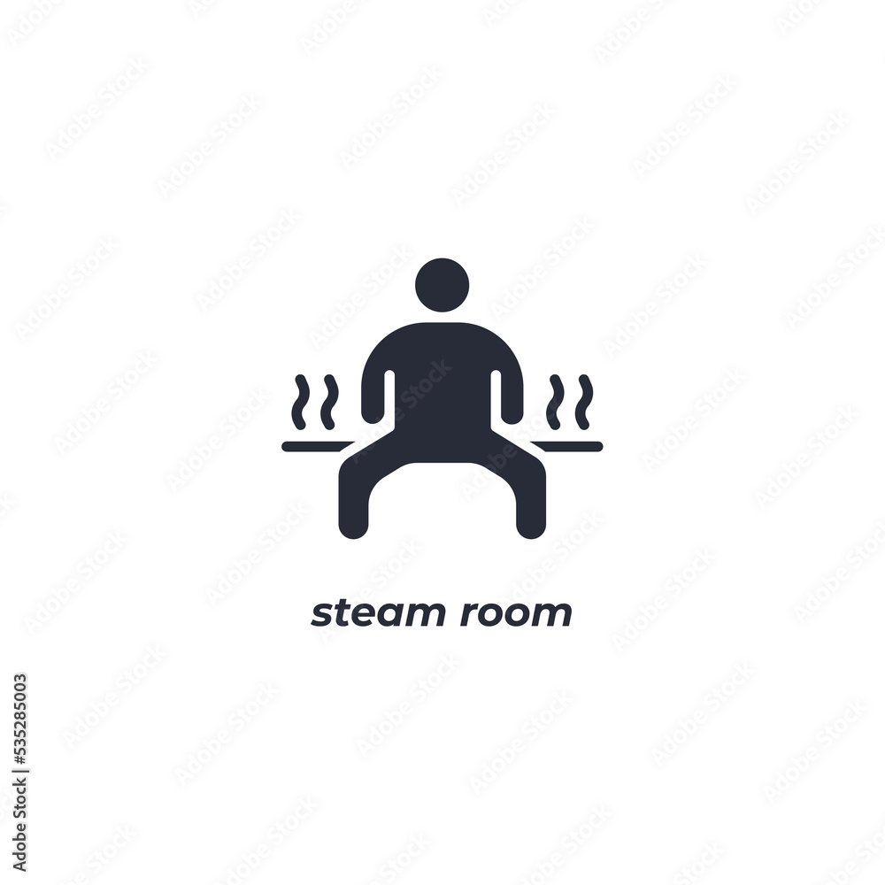 Vector sign steam room symbol is isolated on a white background. icon color editable.