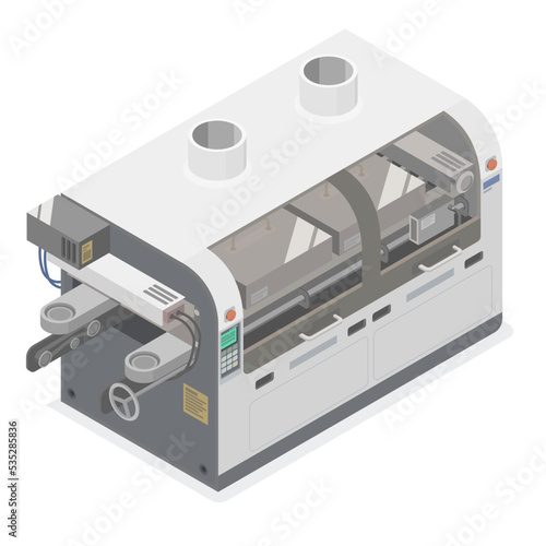 wave solder machine electronic production factory PCBs isometric